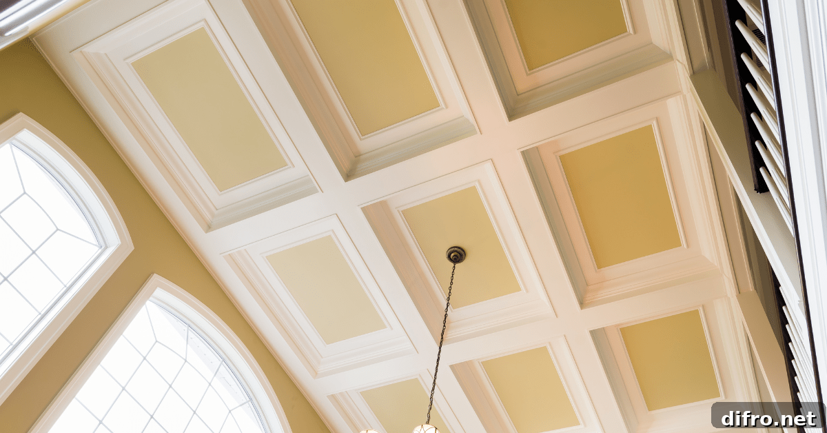 Yellow ceiling of a home.