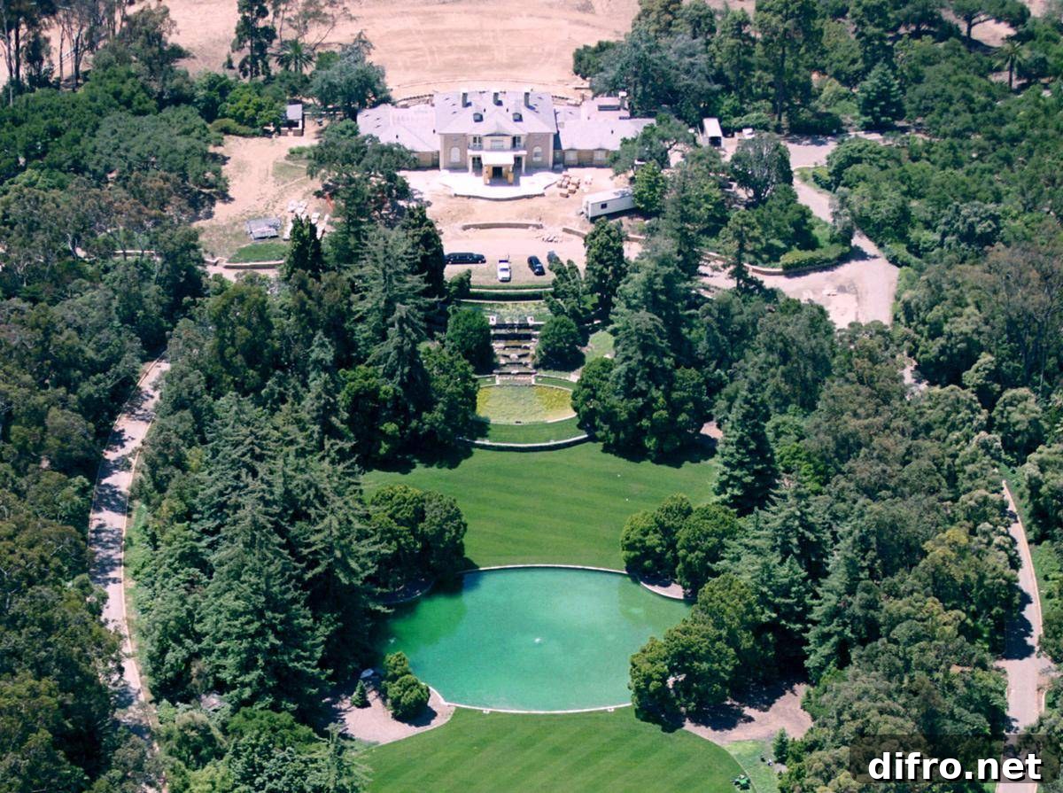 The Montecito home of talk show host Oprah Winfrey is seen from the air.