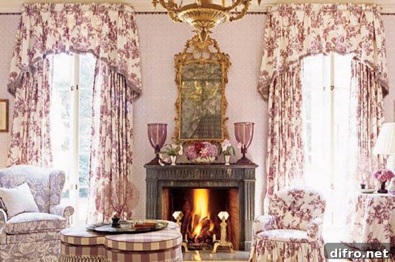 A guest room in Oprah's house has purple decorations.