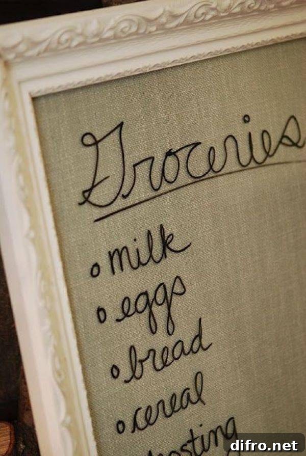 Message board on a picture frame.