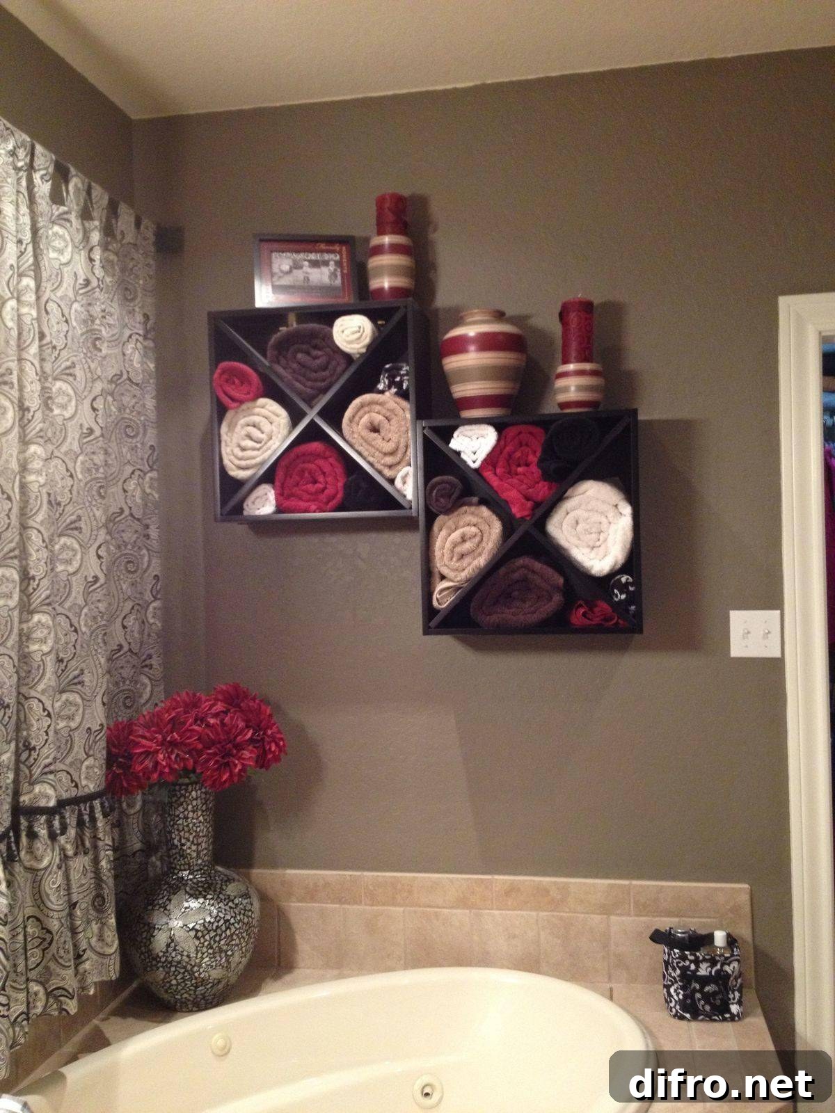 Wall-mounted towel holder.