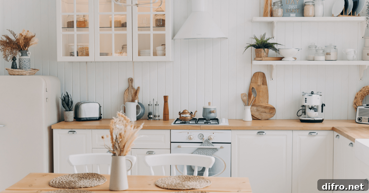 Scandinavian kitchen with matching decor.