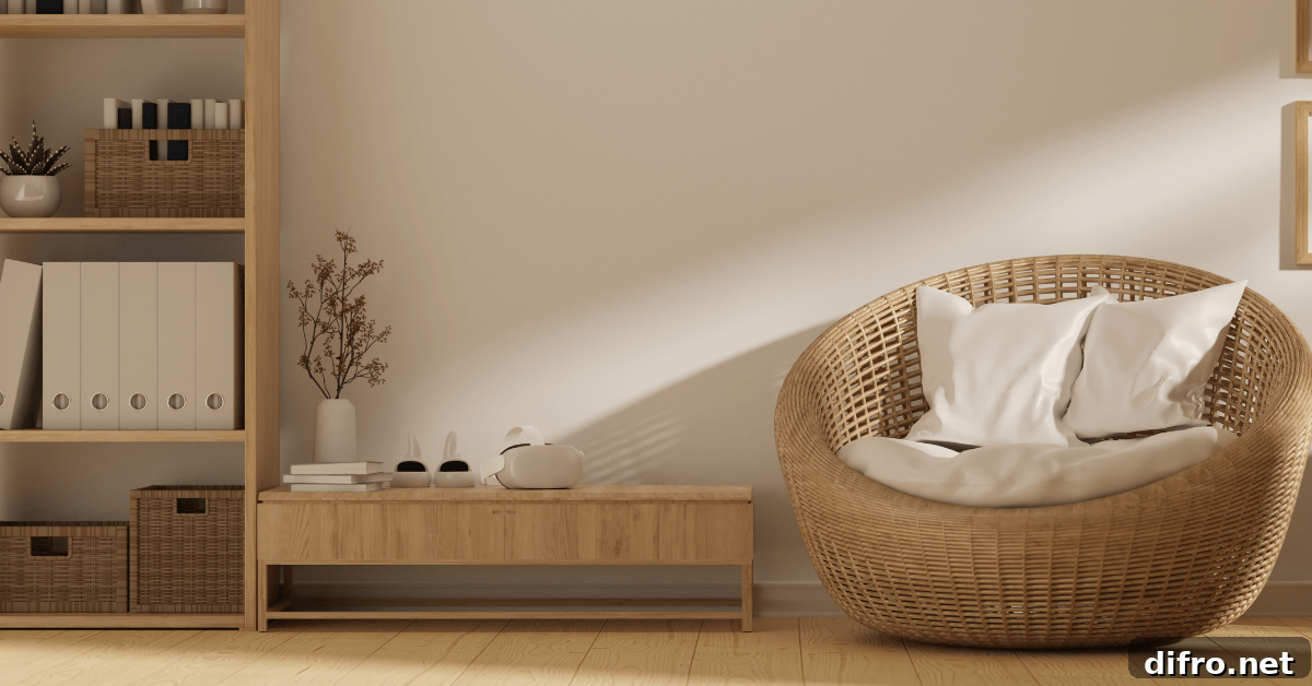 Scandinavian living area with cozy seating.