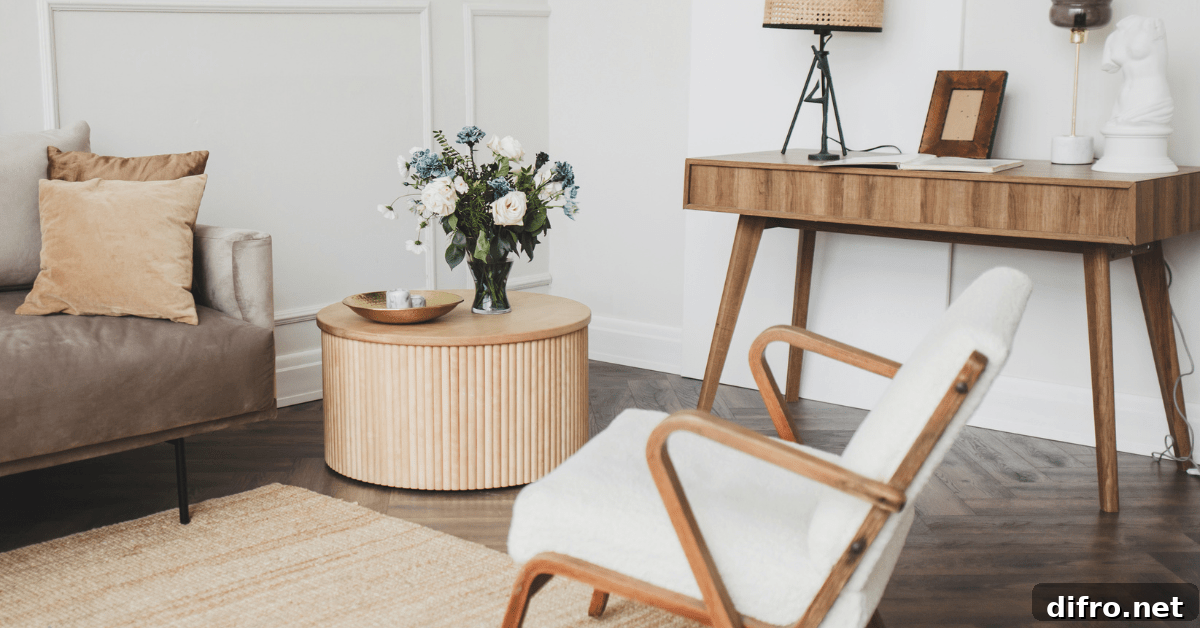 Scandifornian-styled living room.