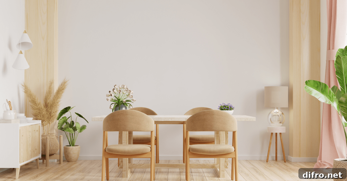 Dinning room in a Scandifornian style.