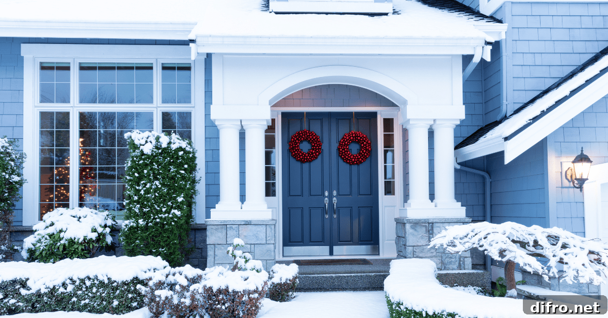 Blue front door.