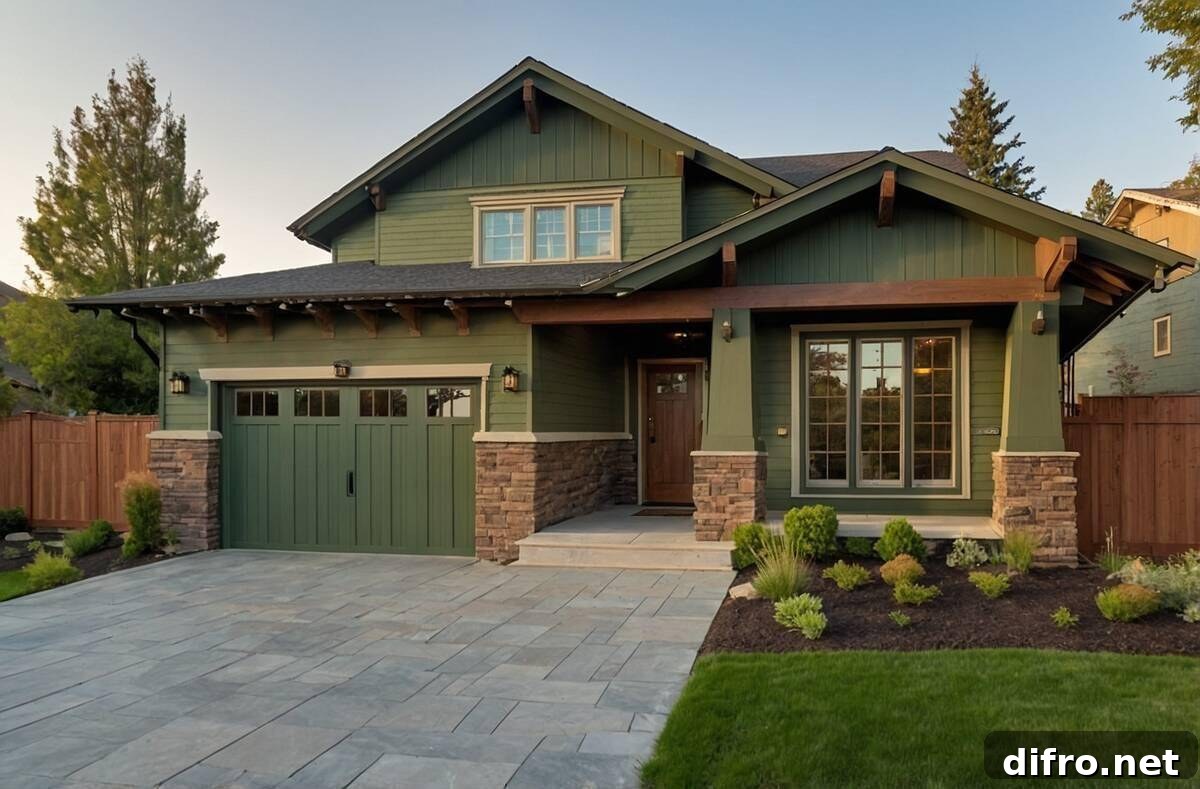 Deep earthy green exterior of a home.