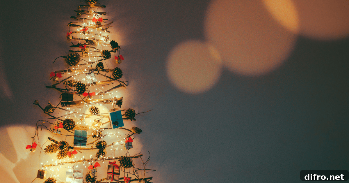 Wall-hung Christmas tree.