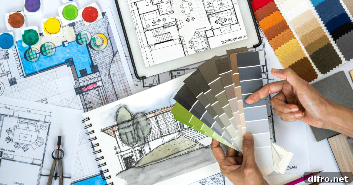 Person's hands holding a color palette cards.