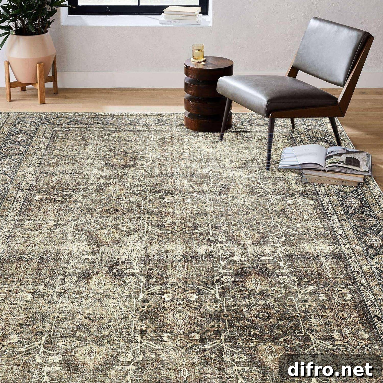 Vintage style area rug in warm tones