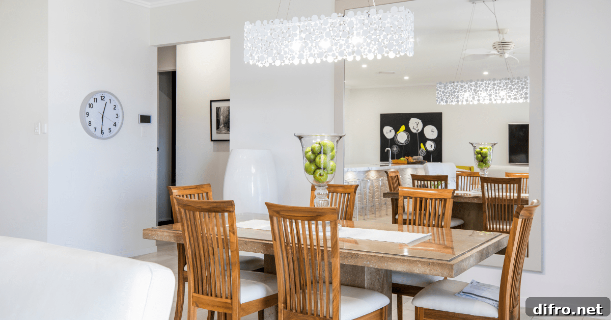 Dining room table with a runner.