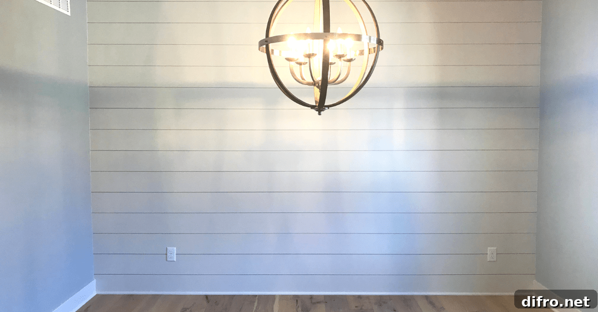 Shiplap walls in white.