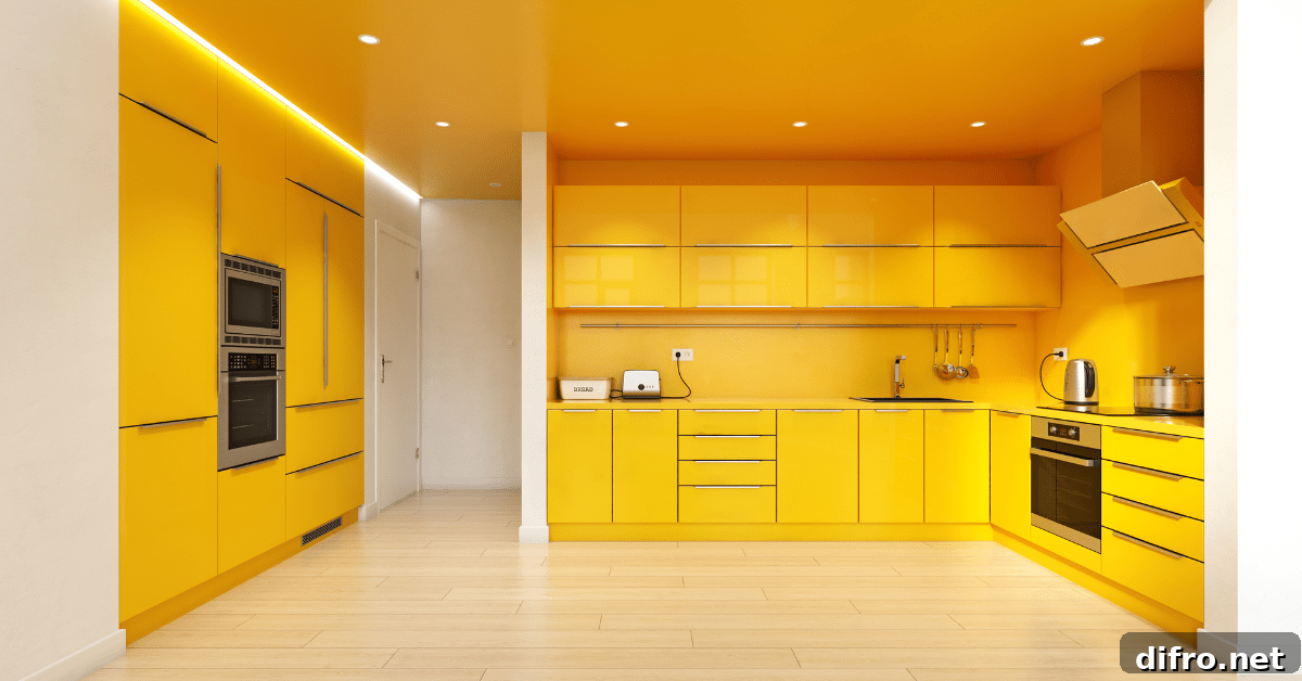 Yellow kitchen.