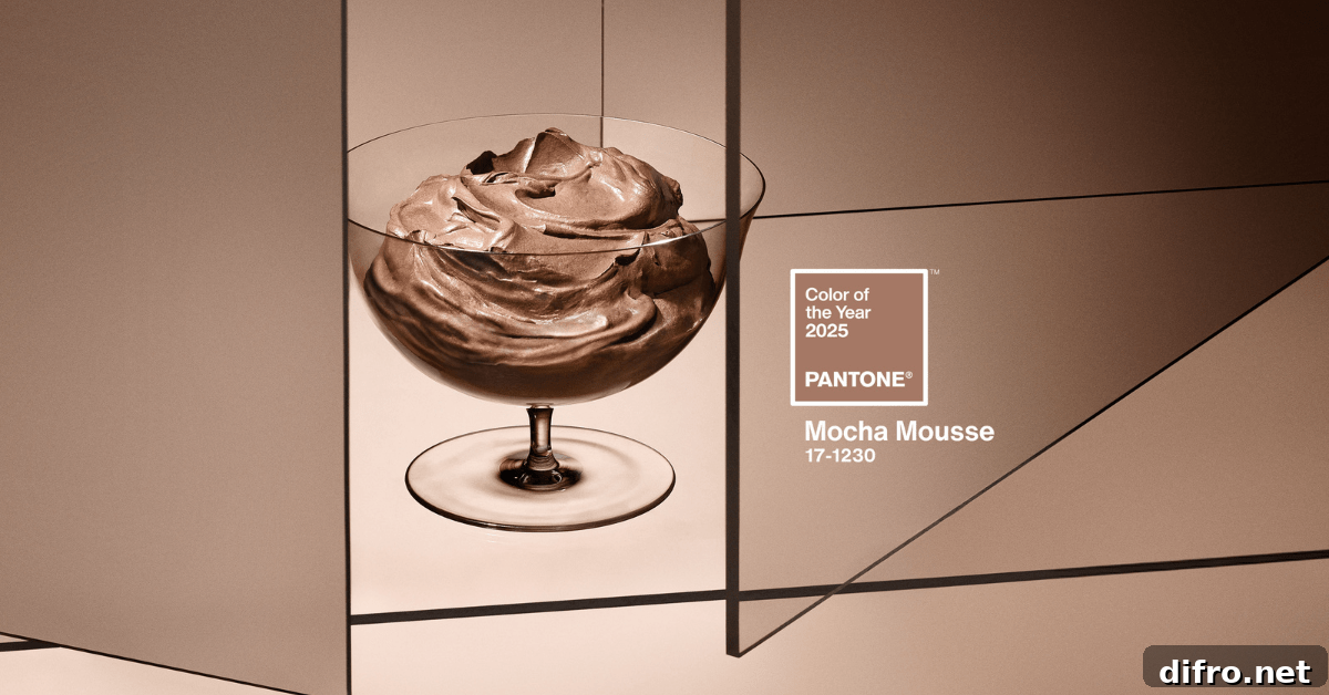 Warm brown tone with a cup, illustrating Pantone Mocha Mousse.