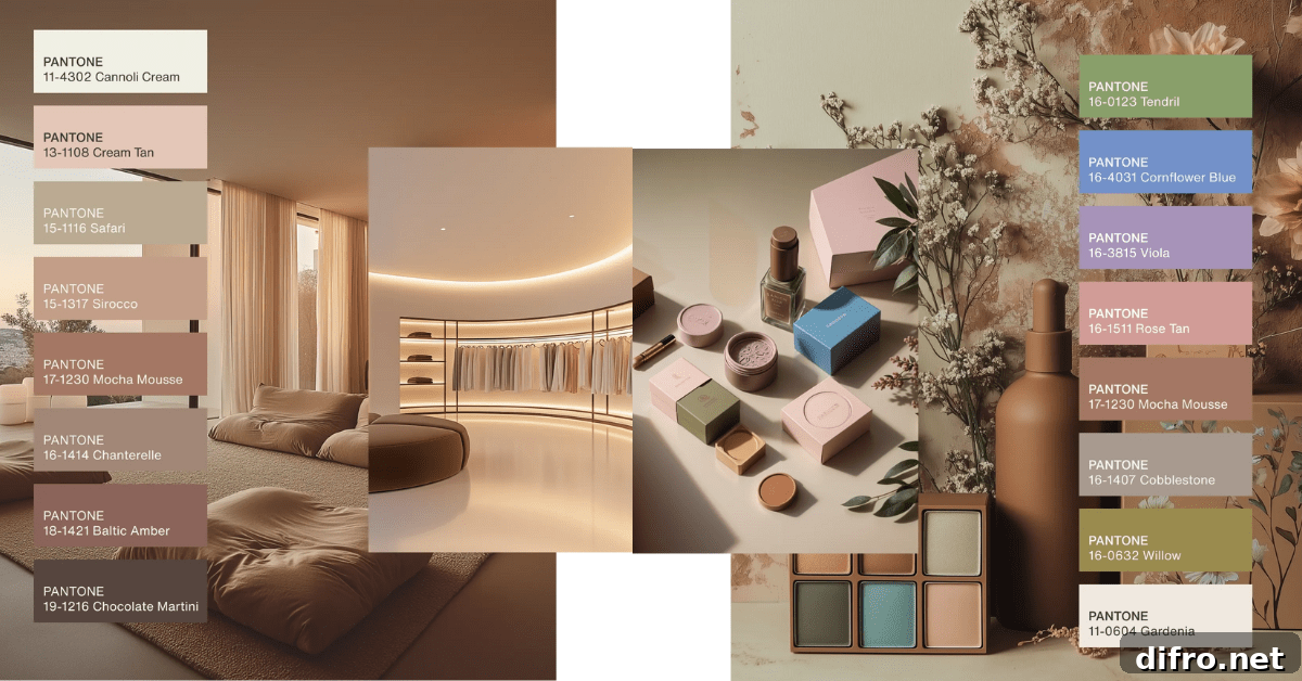 Color palette showing complementary hues for Mocha Mousse.