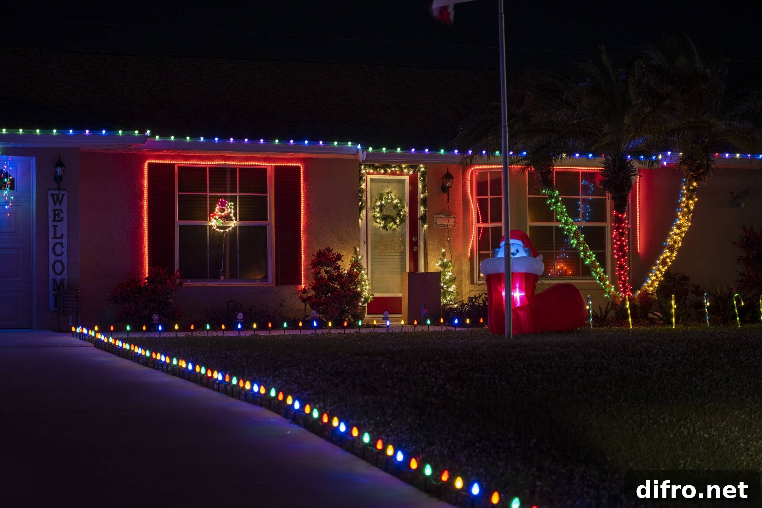 christmas lights on house