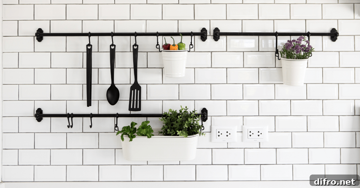 Closeup of kitchen white tile and grey grout.