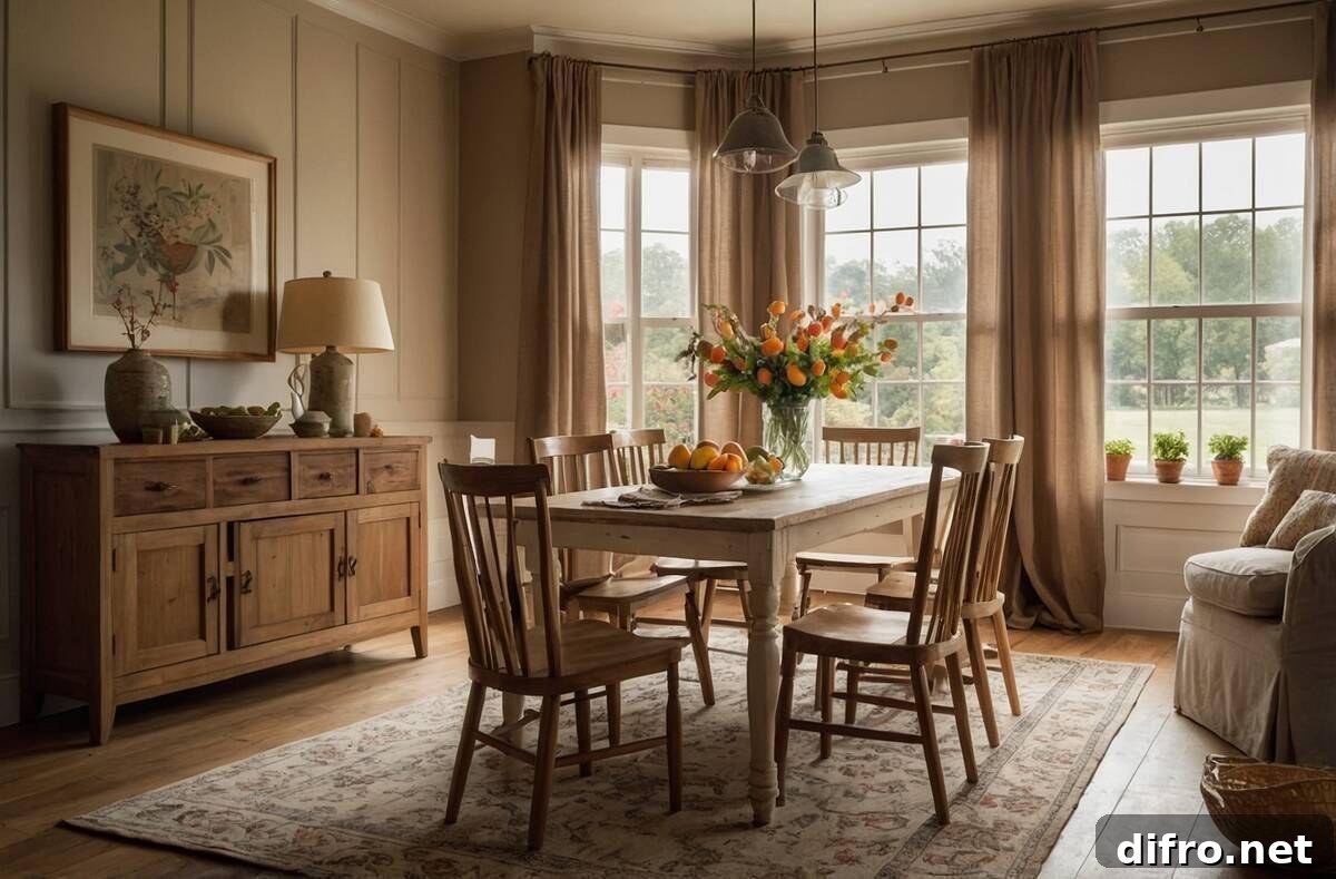 Light brown dinning room.