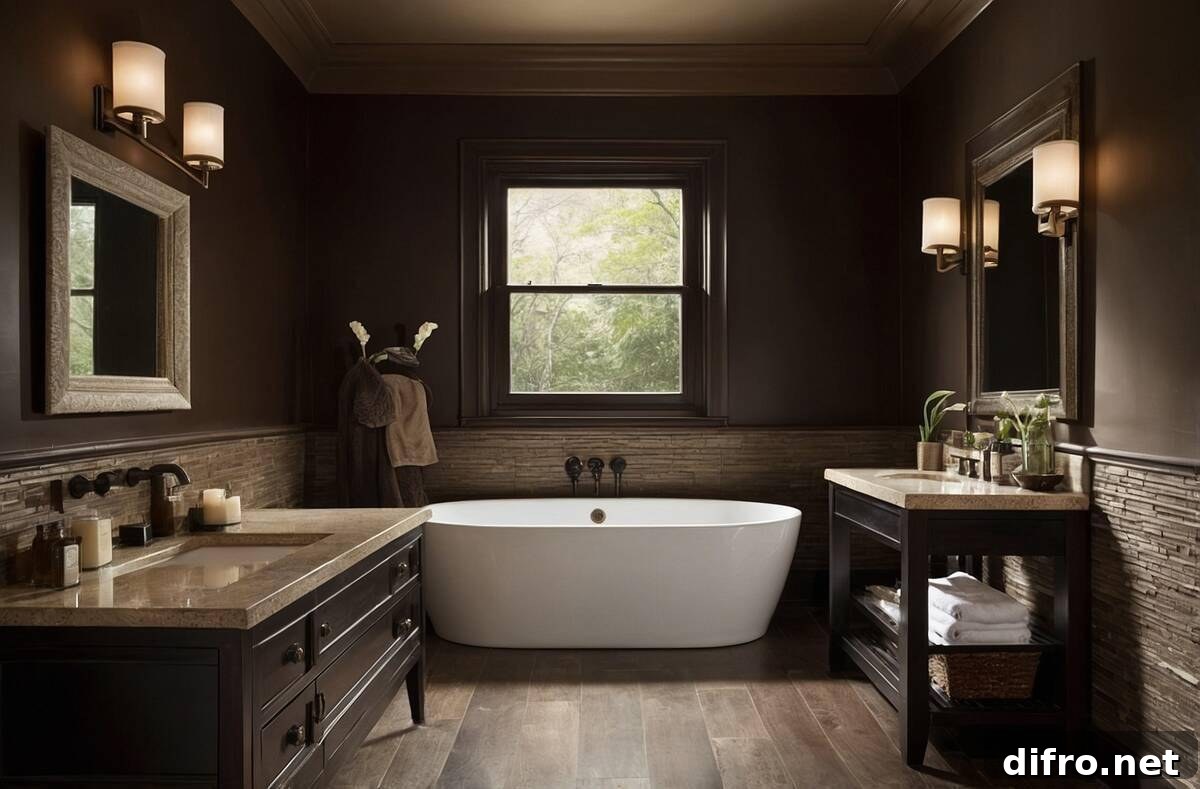 Brown bathroom.