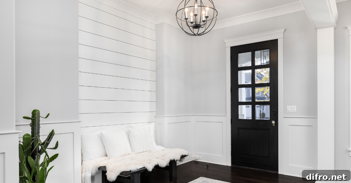 White and black entryway.