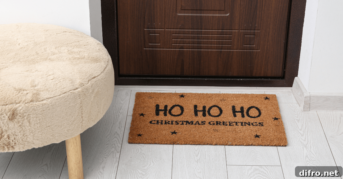 Christmas-themed front door mat.