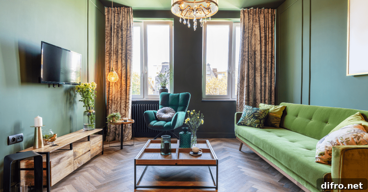 Green small living room.