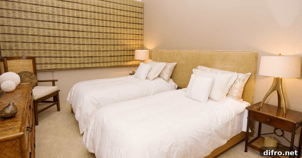 Double beds in white for a guest room.