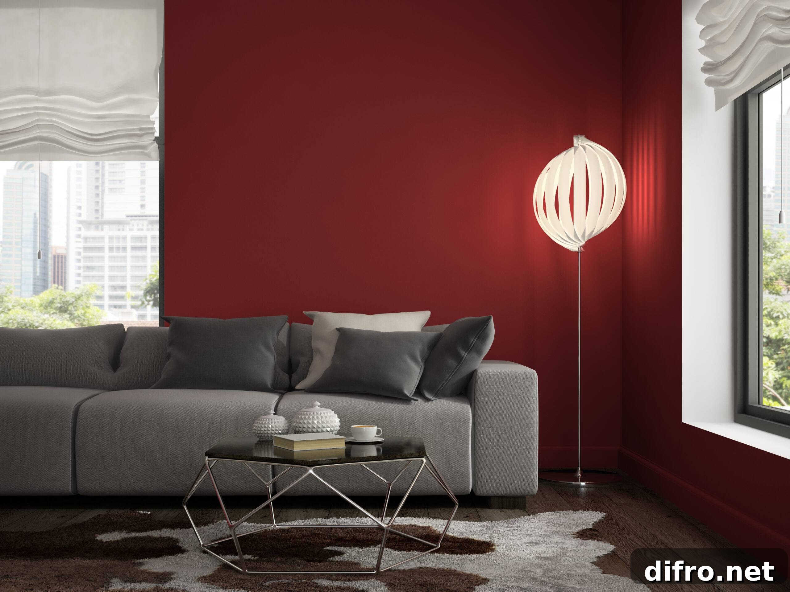 A red living room.