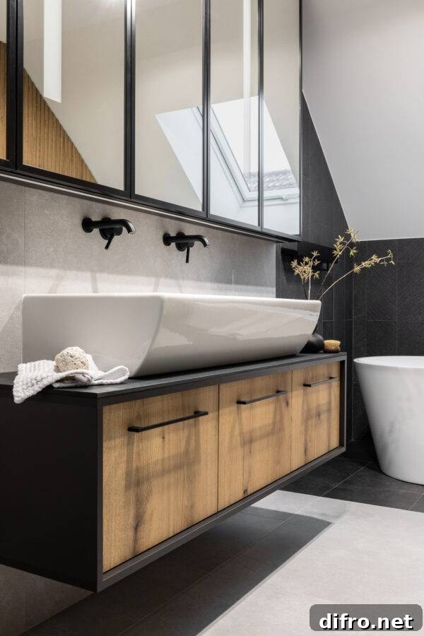 A floating vanity in a bathroom.
