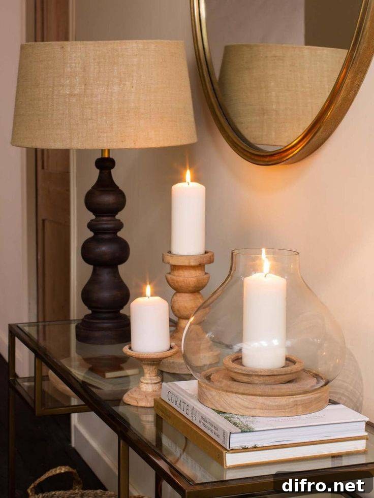 Candle decor on a side table.