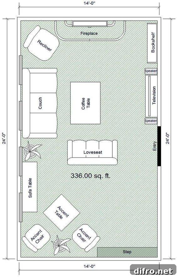 A living room floorplan.
