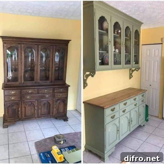 A former hutch turned into a set of cabinets.