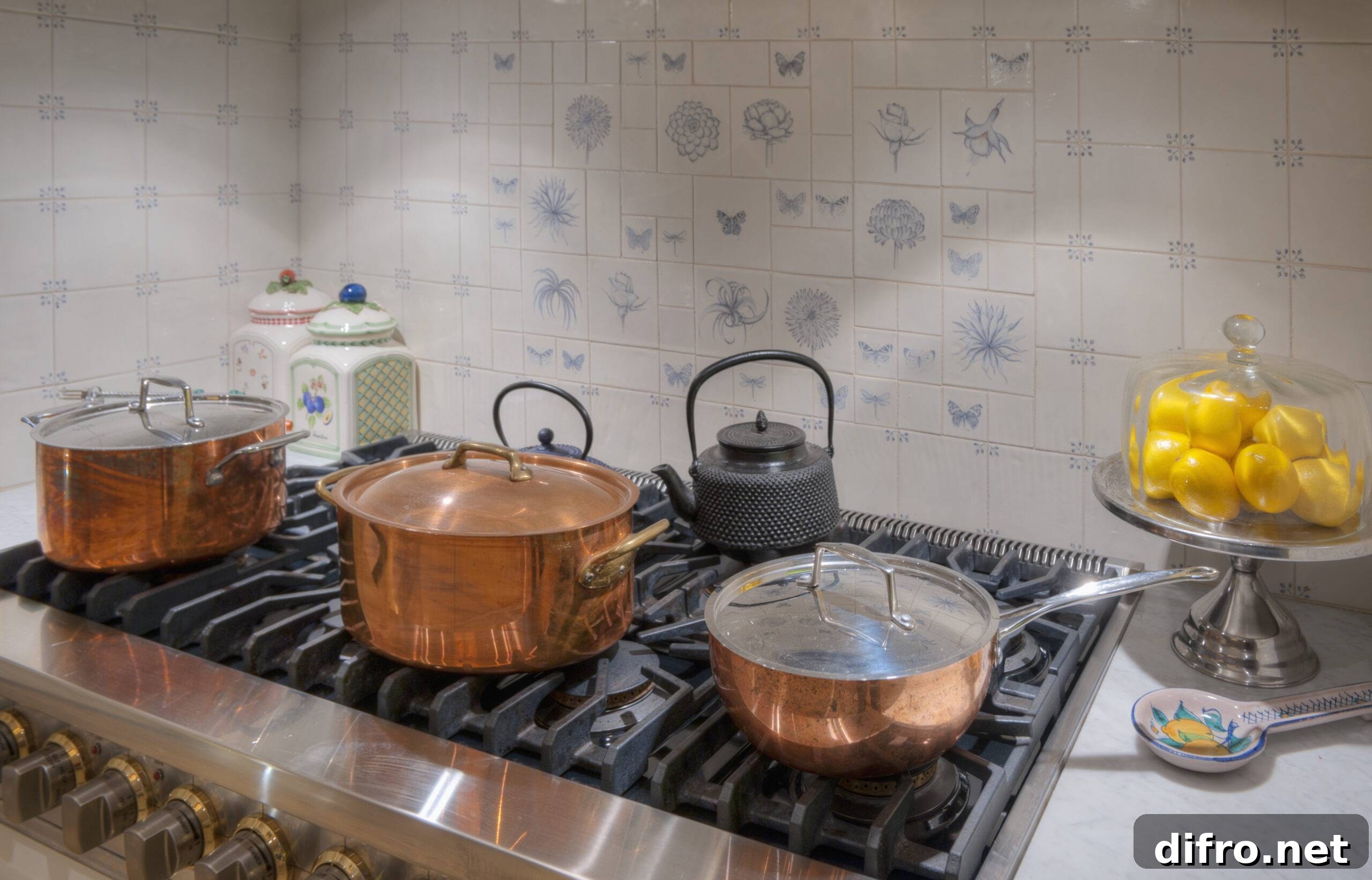 Gas Stove And Copper Pots