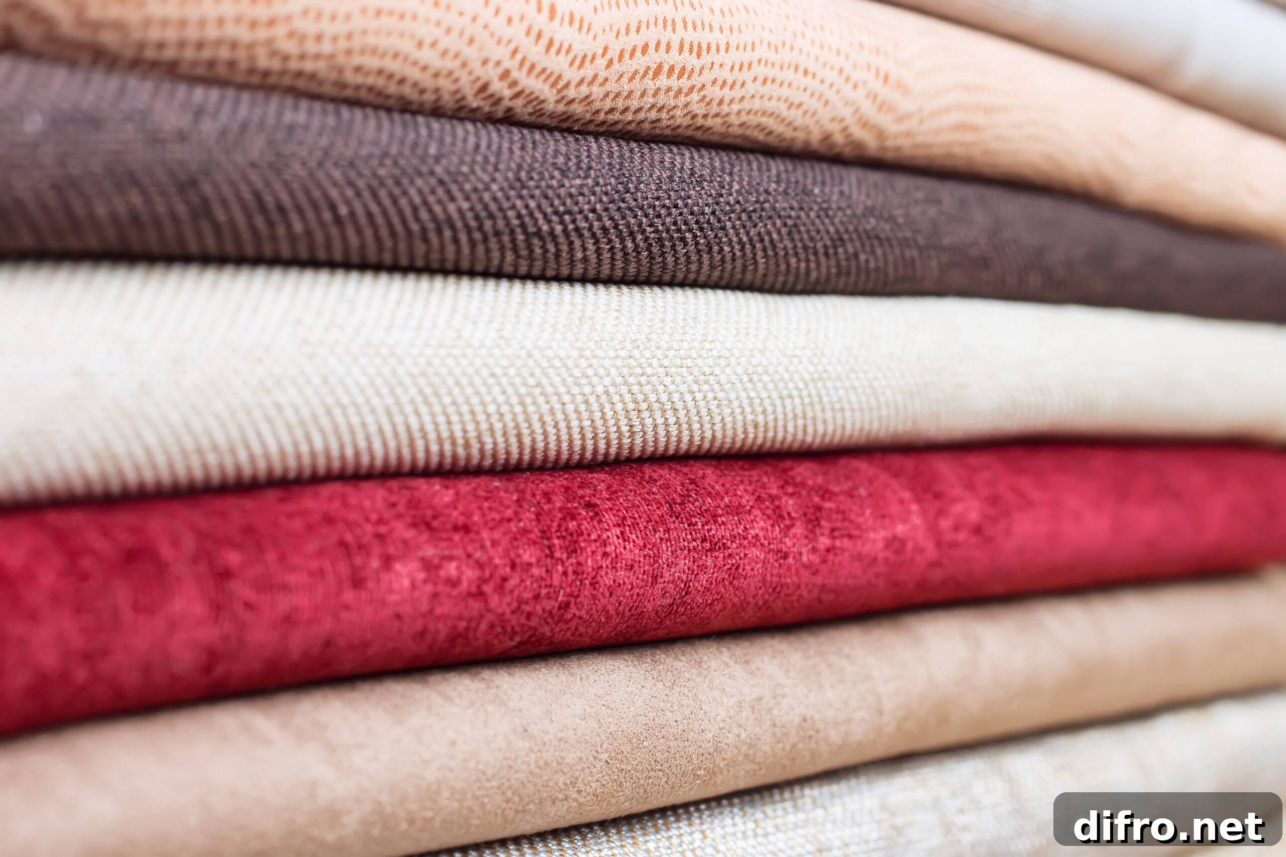 Rolls of colorful velours fabric. textile background