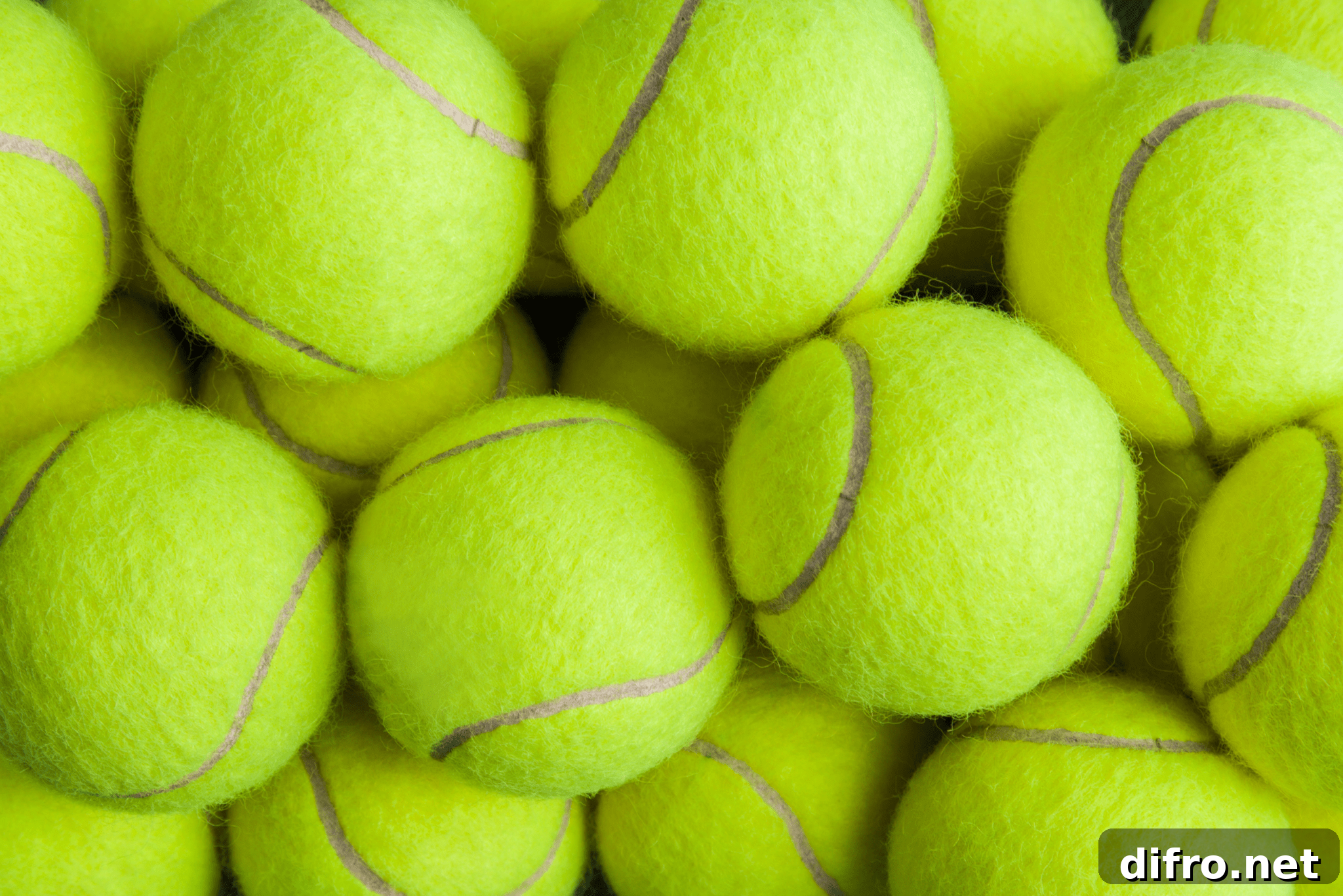Do Tennis Balls Work as Dryer Balls? Pros and Tips for Laundry 3 A whole bunch of tennis balls.