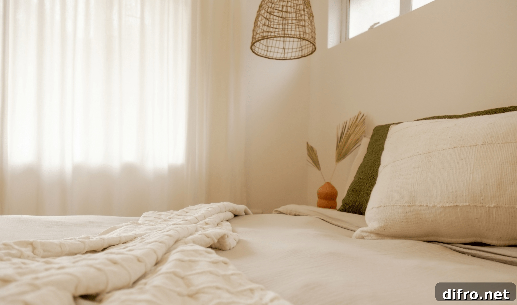 A bed with the blanket pushed back.