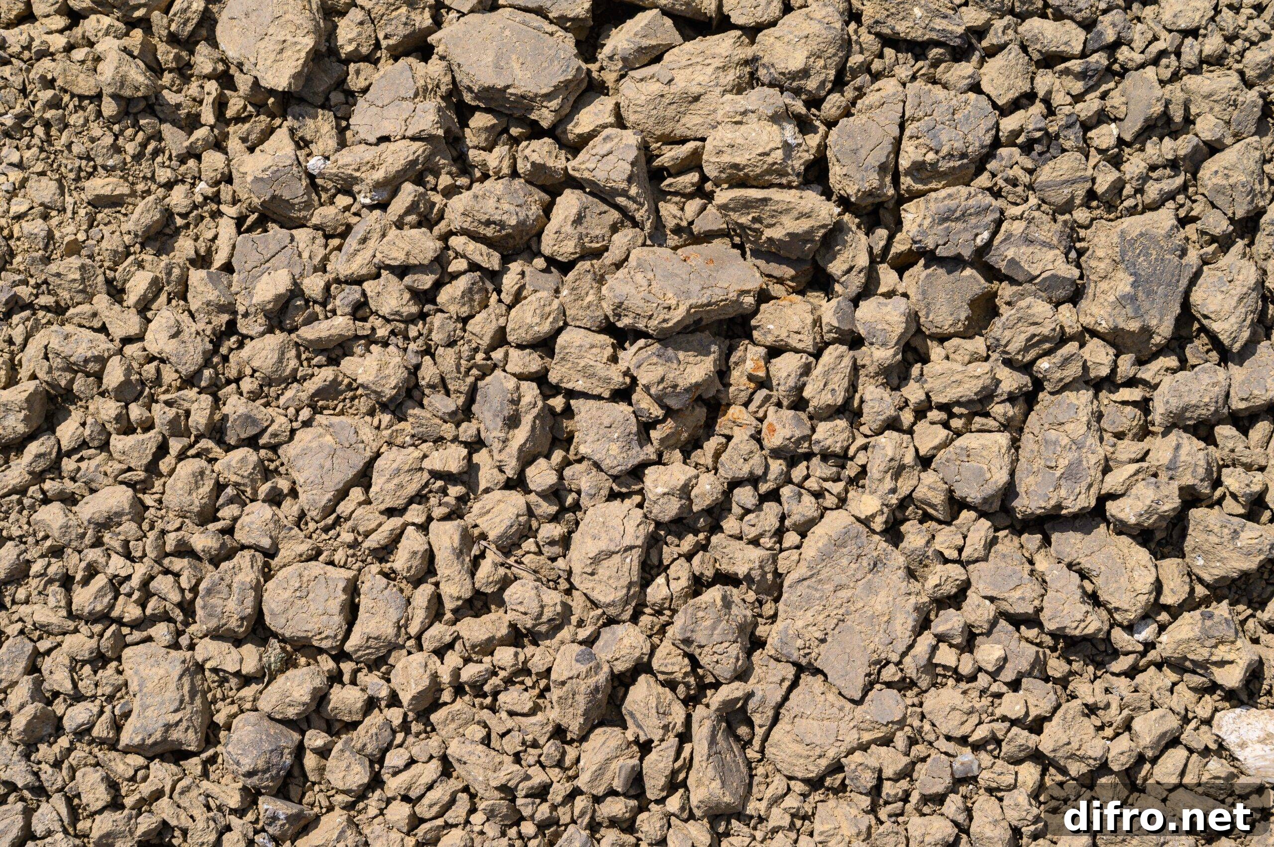 Cracked clay and decomposed granite.