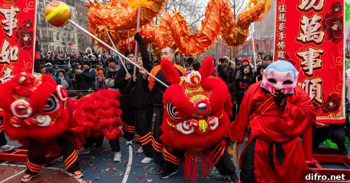 People attend Chinese Lunar New Year celebrations during the 28th annual Firecracker Ceremony and Cultural Festival in Chinatown on February 17, 2026 in New York City.