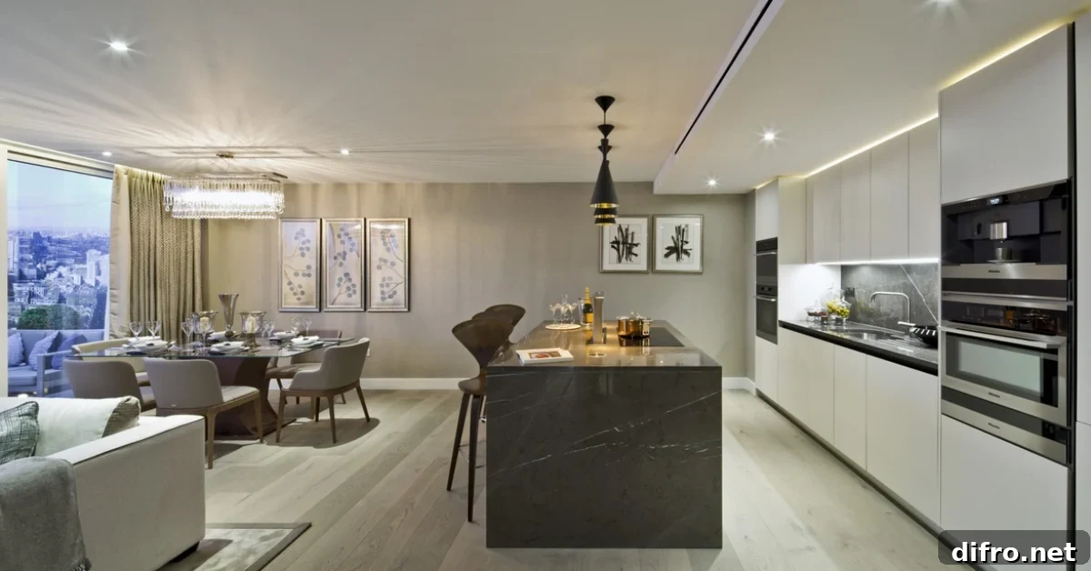 Typical view of an open kitchen