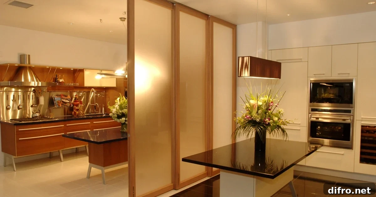 Light-weight partition in the kitchen