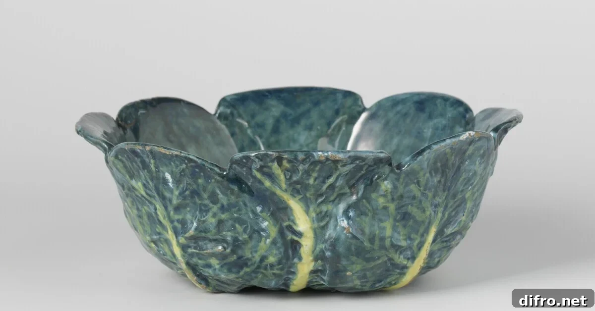 Ceramic bowl shaped like its made from leaves