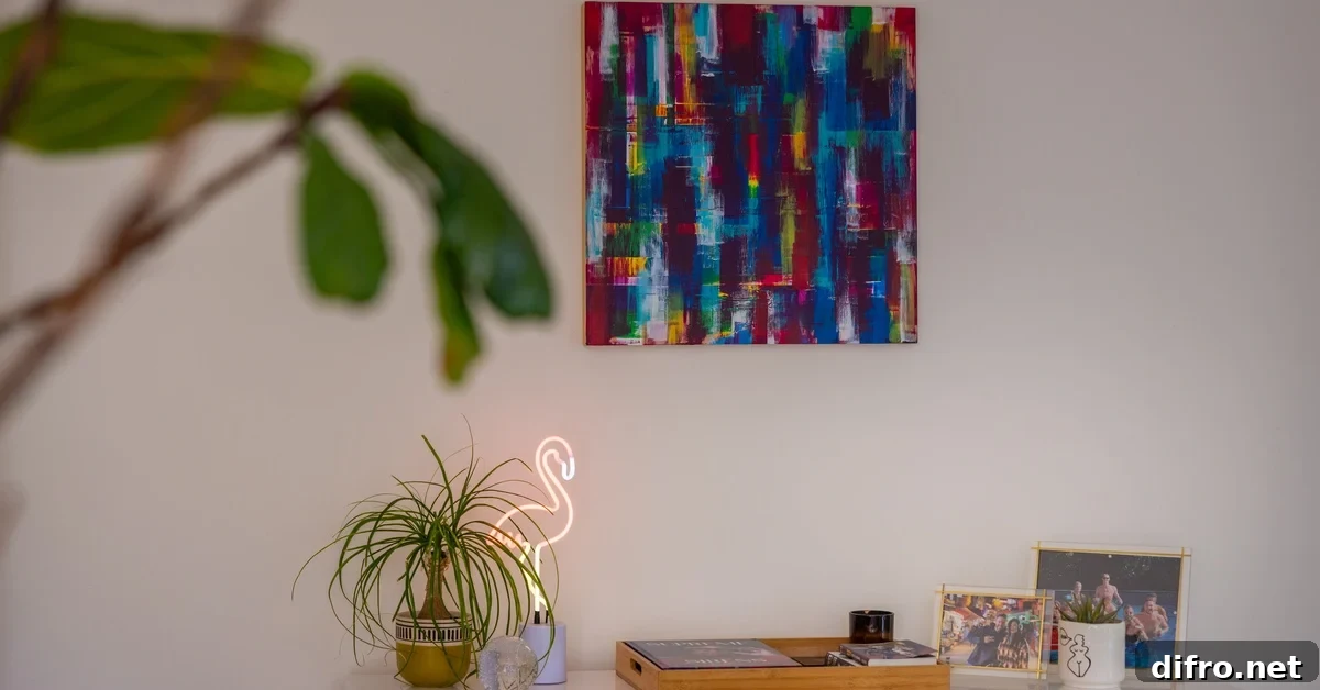 2026 Wall Upgrade: Unframed Art That Looks Intentional 2 An unframed moder art on a wall in a home.