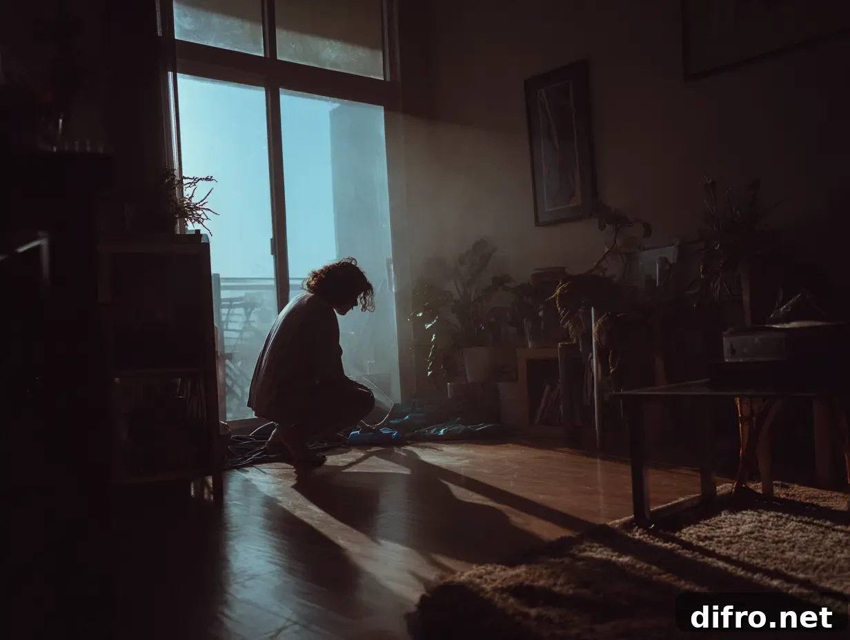 30-Minute Spring Cleaning Reset: Make Your Home Feel New 3 A shot of a person cleaning their apartment floor clearing out the area in front of their window so that light can come into the apartment.