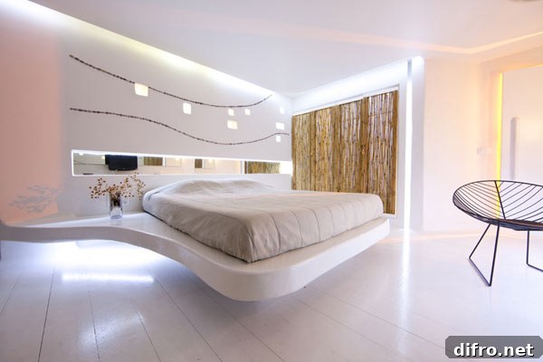 Curved niches and soft lighting create cozy moments