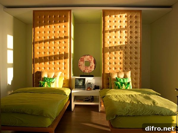fancy green colored guest room decoration