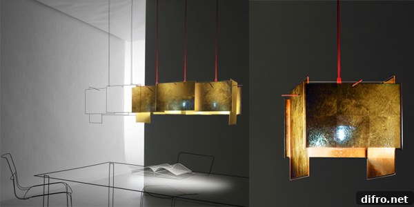 24 Karat Blau pendant lamp with gold leaf shades