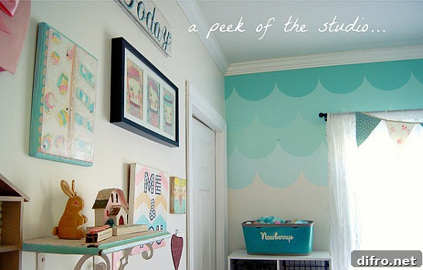 ombre scallop accent wall