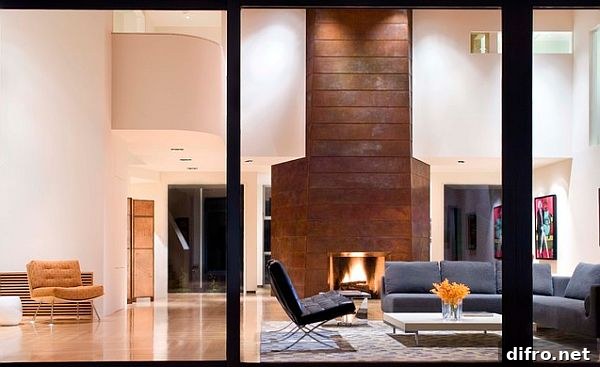 Ultra modern mountain cabin with fireplace