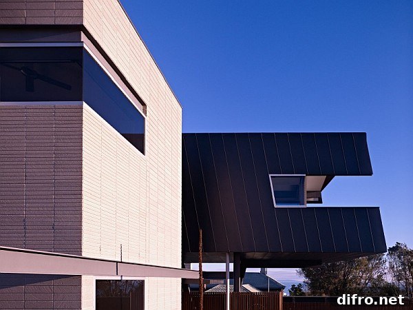 Exterior perspective emphasizing the home’s form