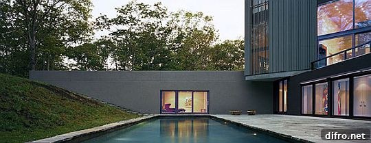 Terrace and pool area integrated into the landscape